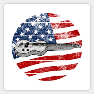 Lap Steel Guitar USA Flag Slide Guitarist Musician 4th July Sticker